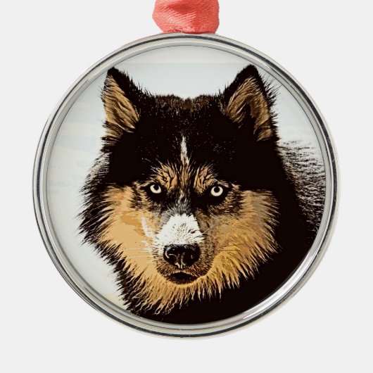 Siberische Husky Metalen Ornament (Voorkant)