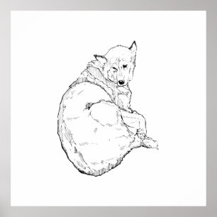 Siberische Husky, Minimalistische Hondenillustrati Poster