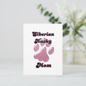 Siberische Husky Moeder Roze Pawprint Briefkaart (Staand voorkant)