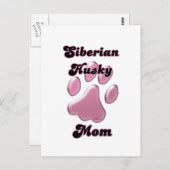 Siberische Husky Moeder Roze Pawprint Briefkaart (Voorkant / Achterkant)