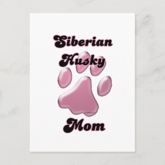 Siberische Husky Moeder Roze Pawprint Briefkaart (Voorkant)