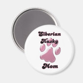 Siberische Husky Moeder Roze Pawprint - Magnet (Voorkant / Achterkant)