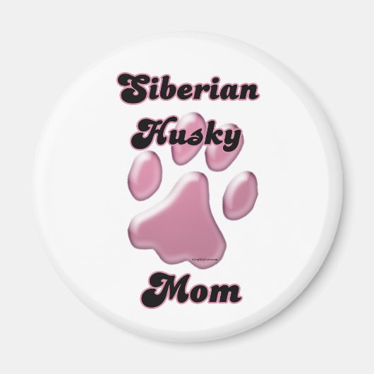 Siberische Husky Moeder Roze Pawprint - Magnet (Voorkant)