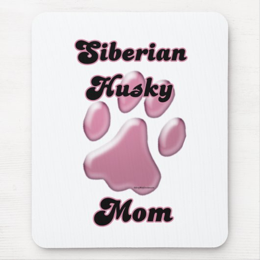 Siberische Husky Moeder Roze Pawprint Muismat (Voorkant)