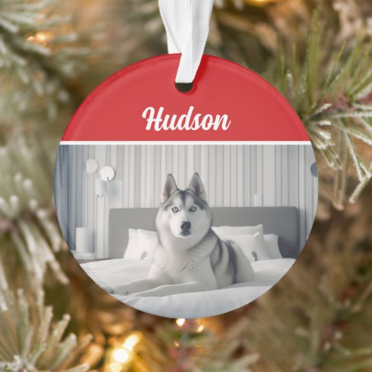 Siberische Husky Naam Hond Vakantiefoto Kerstmis Ornament (Boom)