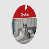 Siberische Husky Naam Hond Vakantiefoto Kerstmis Ornament (voorkant)
