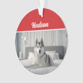 Siberische Husky Naam Hond Vakantiefoto Kerstmis Ornament (voorkant)