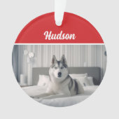 Siberische Husky Naam Hond Vakantiefoto Kerstmis Ornament (voorkant)