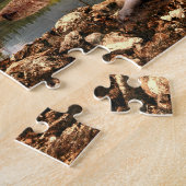 Siberische Husky op Lake Shore in stormachtige Her Legpuzzel (Zijkant)