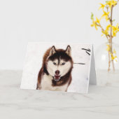 Siberische Husky opvouwbaar Wenskaart Kaart (Gele Bloem)