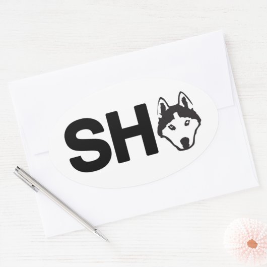 Siberische husky ovale Sticker (Envelop)