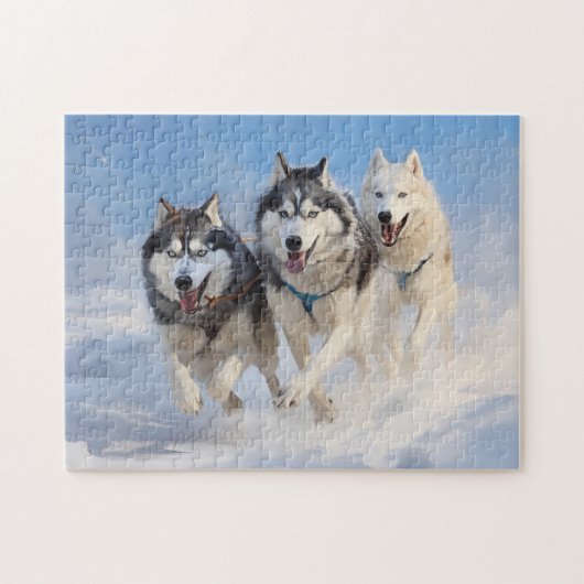 Siberische Husky pack 2 Legpuzzel (Horizontaal)