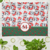 Siberische Husky-patroon Monogram Kerstmis Hond Theedoek (Gevouwen)
