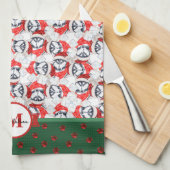 Siberische Husky-patroon Monogram Kerstmis Hond Theedoek (Quarter Fold)