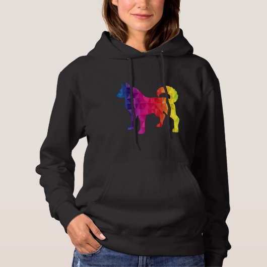 Siberische Husky Poly Graphic Grappig Idee Mam Pa  Hoodie (Voorkant)