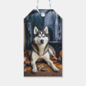 Siberische Husky pompoenen Halloween eng Cadeaulabel (Voorkant)
