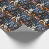 Siberische Husky pompoenen Halloween eng Cadeaupapier (Hoek)