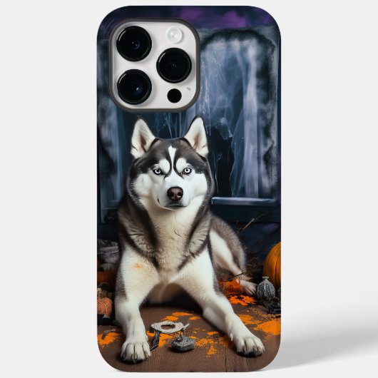 Siberische Husky pompoenen Halloween eng Case-Mate iPhone Case (Achterkant)