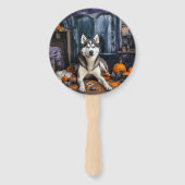 Siberische Husky pompoenen Halloween eng Handwaaier (Voorkant)