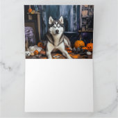 Siberische Husky pompoenen Halloween eng Kaart (Binnen)