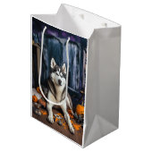 Siberische Husky pompoenen Halloween eng Medium Cadeauzakje (Voorkant Gekanteld)