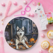 Siberische Husky pompoenen Halloween eng Papieren Bordje (Feest)