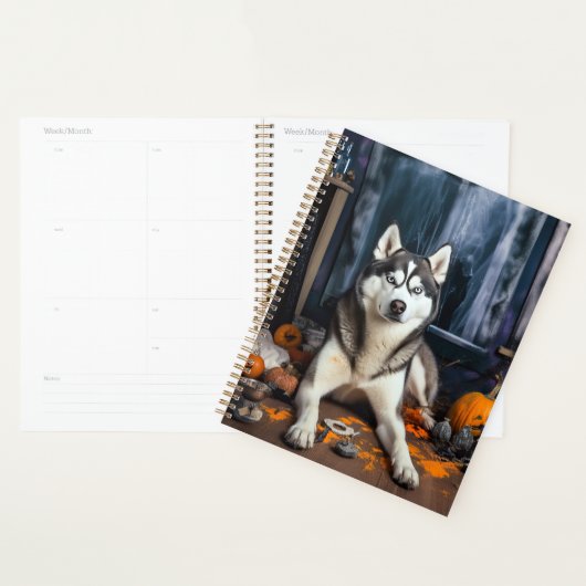 Siberische Husky pompoenen Halloween eng Planner (Display)