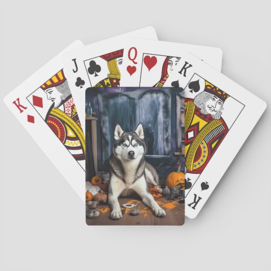 Siberische Husky pompoenen Halloween eng Pokerkaarten (Achterkant)