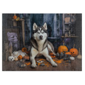 Siberische Husky pompoenen Halloween eng Snijplank (Voorkant)