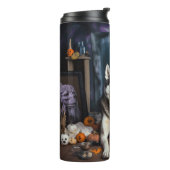 Siberische Husky pompoenen Halloween eng Thermosbeker (Gedraaid links)