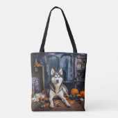Siberische Husky pompoenen Halloween eng Tote Bag (Achterkant)