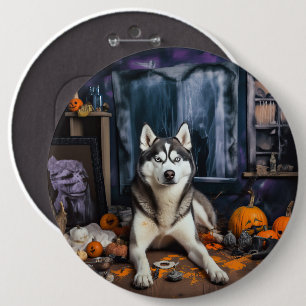 Siberische Husky Pompoenen Halloween Griezelen Ronde Button 6,0 Cm