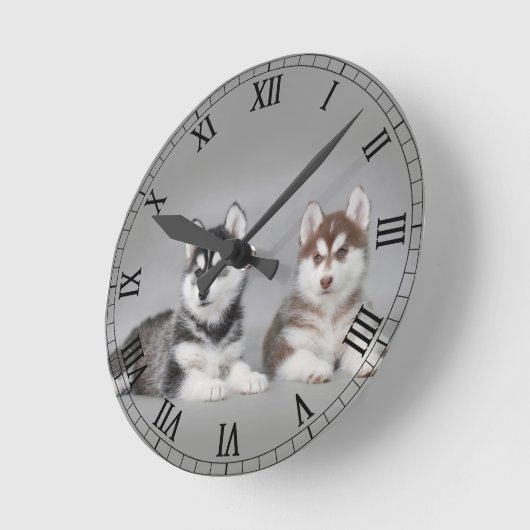 Siberische husky-puppies ronde klok (Hoek)