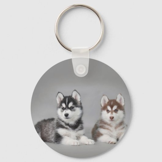 Siberische husky-puppies sleutelhanger (Voorkant)