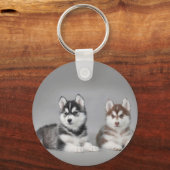Siberische husky-puppies sleutelhanger (Voorkant)
