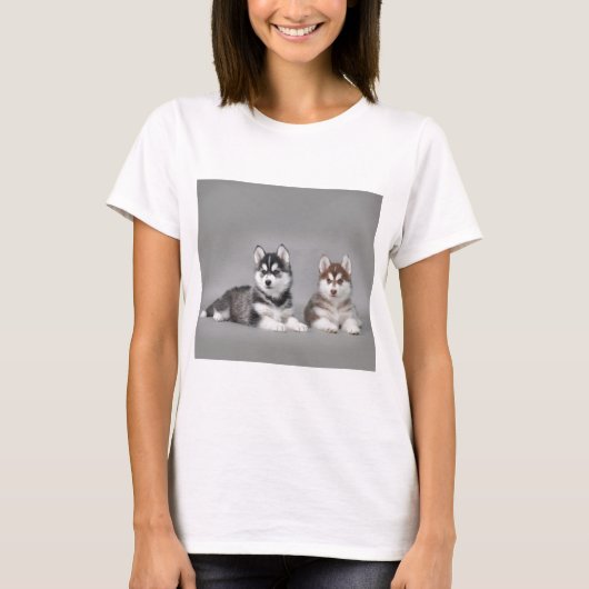 Siberische husky-puppies t-shirt (Voorkant)