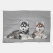 Siberische husky-puppies theedoek (Horizontaal)