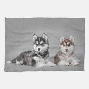 Siberische husky-puppies theedoek