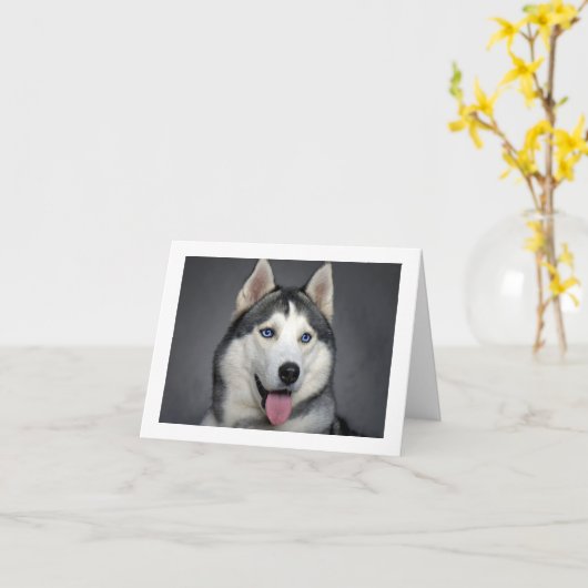 Siberische Husky Puppy Dog Blank Note Kaart (Gele Bloem)
