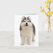 Siberische Husky Puppy Dog Blank Note Kaart (Gele Bloem)