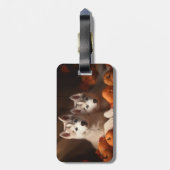 Siberische Husky Puppy Herfst Delight Pompoen Bagagelabel (Achterkant verticaal)