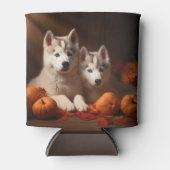 Siberische Husky Puppy Herfst Delight Pompoen Blikjeskoeler (Voorkant)