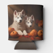 Siberische Husky Puppy Herfst Delight Pompoen Blikjeskoeler (Achterkant)