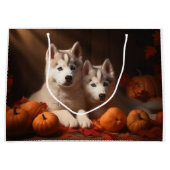 Siberische Husky Puppy Herfst Delight Pompoen Groot Cadeauzakje (Voorkant)