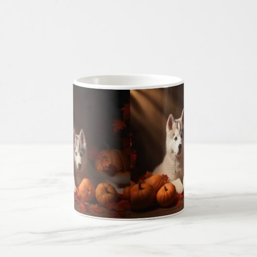 Siberische Husky Puppy Herfst Delight Pompoen Koffiemok (Center)