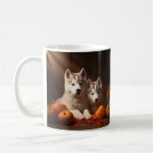 Siberische Husky Puppy Herfst Delight Pompoen Koffiemok (Links)