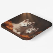 Siberische Husky Puppy Herfst Delight Pompoen Papieren Bordje (Gebogen)
