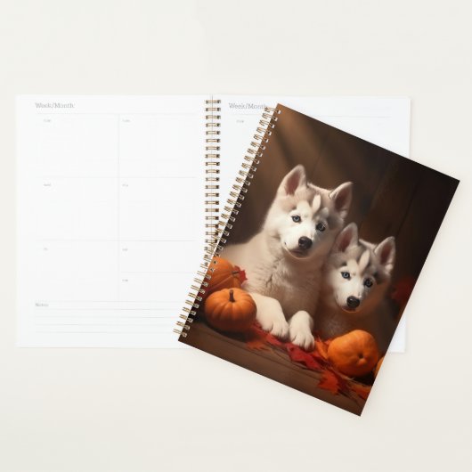 Siberische Husky Puppy Herfst Delight Pompoen Planner (Display)