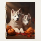 Siberische Husky Puppy Herfst Delight Pompoen Planner (Voorkant)
