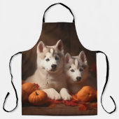 Siberische Husky Puppy Herfst Delight Pompoen Schort (Voorkant)